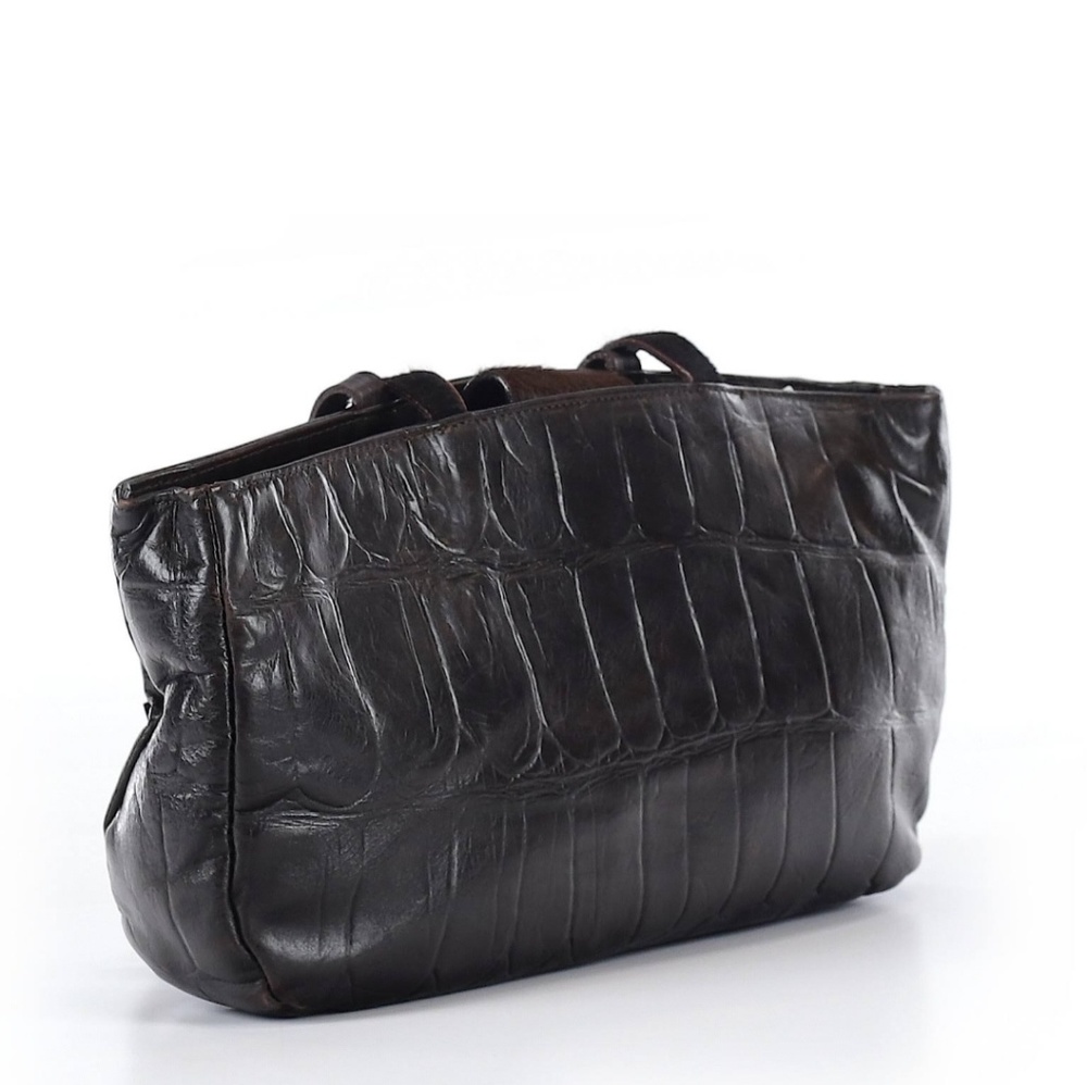 FALOR le Borse Croc Brown Leather Purse